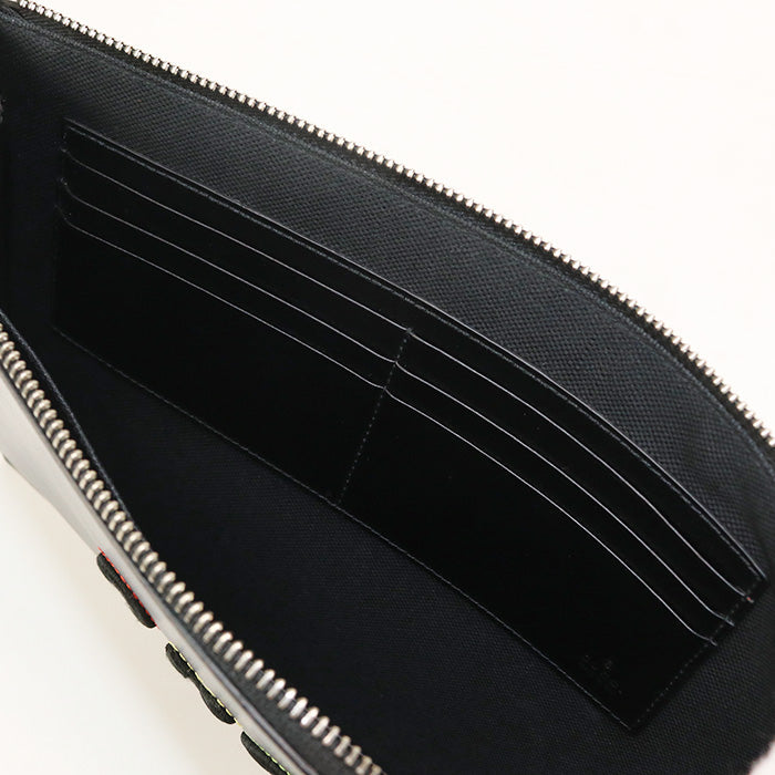 GUCCI 597678 Blade embroidery Clutch bag leather black unisex