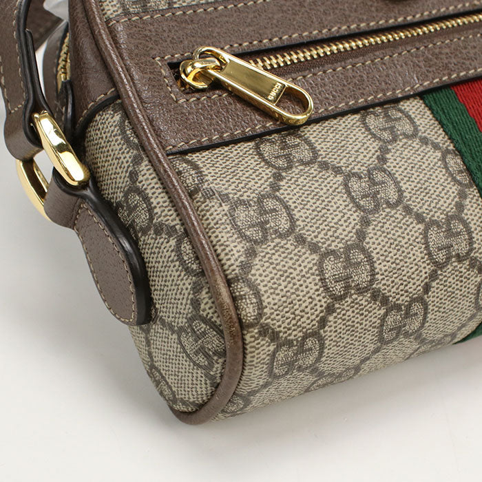 GUCCI 517350 Mini Shoulder Bag Diagonal leather/GG Supreme Canvas beige woman