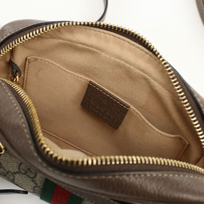 GUCCI 517350 Mini Shoulder Bag Diagonal leather/GG Supreme Canvas beige woman