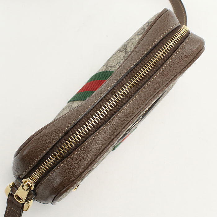 GUCCI 517350 Mini Shoulder Bag Diagonal leather/GG Supreme Canvas beige woman