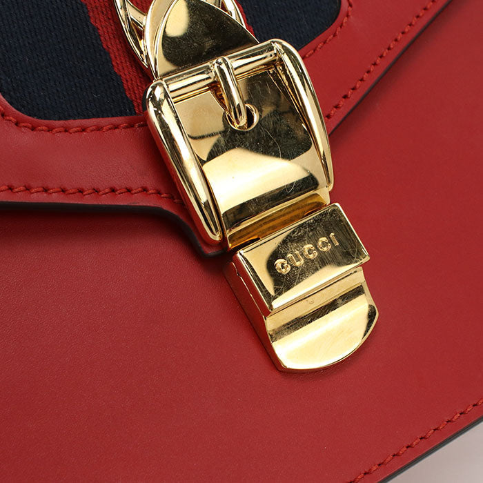 GUCCI 470270 2WAY handbag Silvi Handbag Shoulder bag leather Red Women