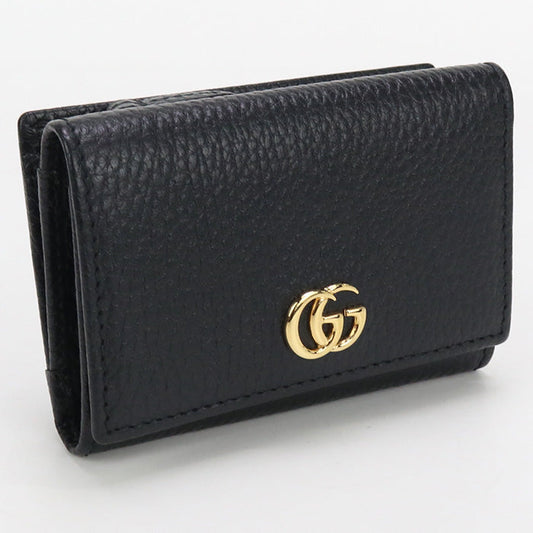 GUCCI 735829 Tri-fold wallet GG Marmont with coin purse leather black unisex