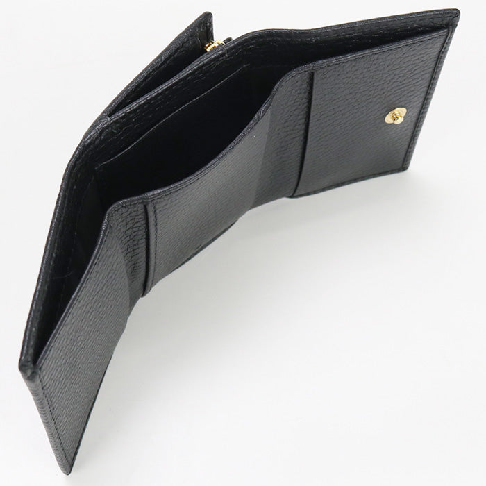 GUCCI 735829 Tri-fold wallet GG Marmont with coin purse leather black unisex