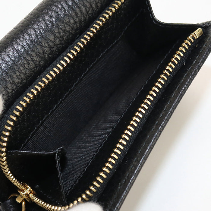 GUCCI 735829 Tri-fold wallet GG Marmont with coin purse leather black unisex