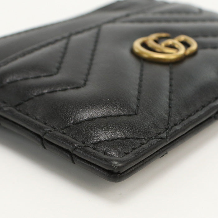 GUCCI 627064 Coin Purse Double G Wallet with key chain leather black Women