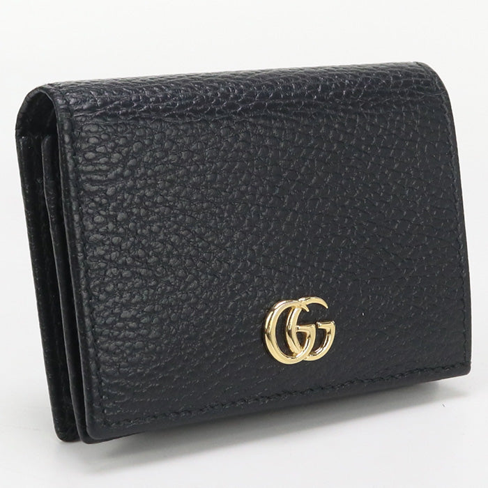 GUCCI 456126 Card Case wallet Double G Folded wallet leather black Women