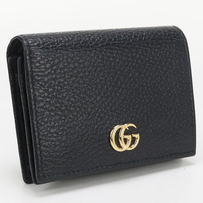 GUCCI 456126 Card Case wallet Double G Folded wallet leather black Women