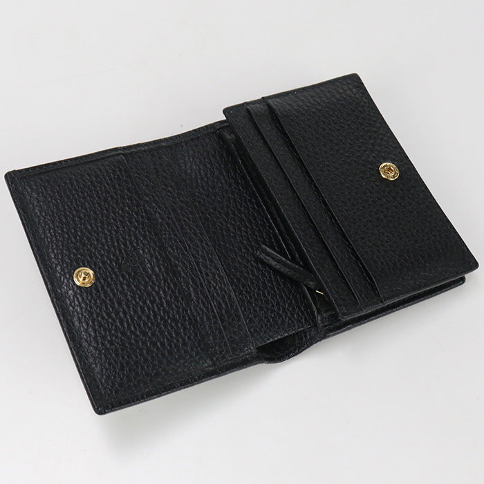 GUCCI 456126 Card Case wallet Double G Folded wallet leather black Women