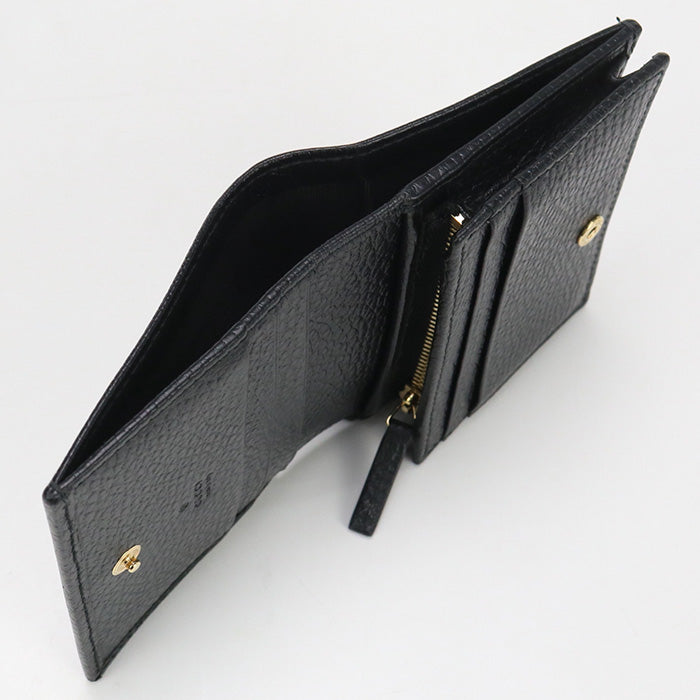 GUCCI 456126 Card Case wallet Double G Folded wallet leather black Women
