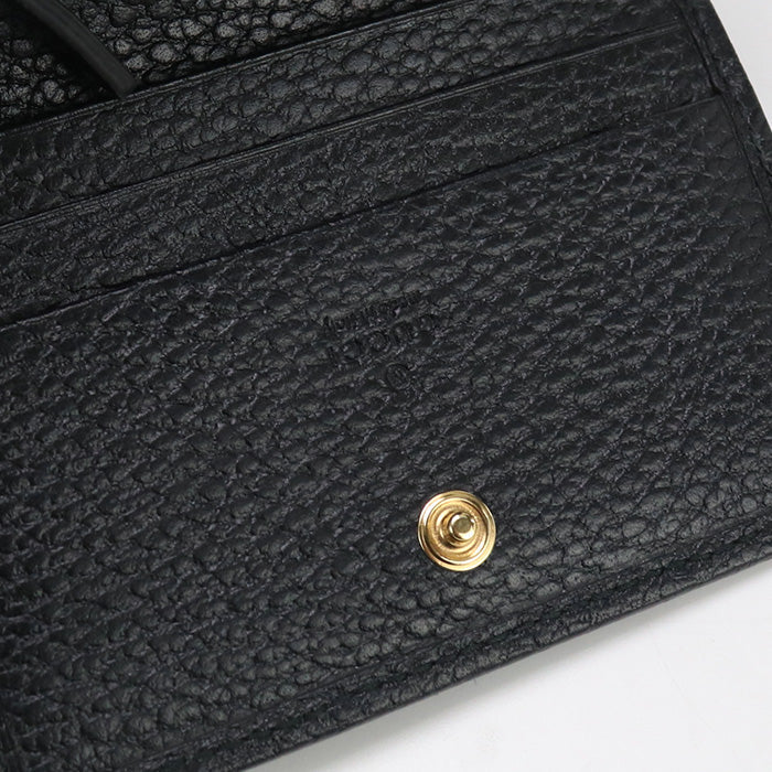 GUCCI 456126 Card Case wallet Double G Folded wallet leather black Women