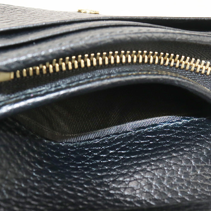 GUCCI 456126 Card Case wallet Double G Folded wallet leather black Women