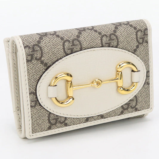GUCCI 644462 Tri-fold wallet Gucci Horsebit 1955 GG Supreme/leather beige Women