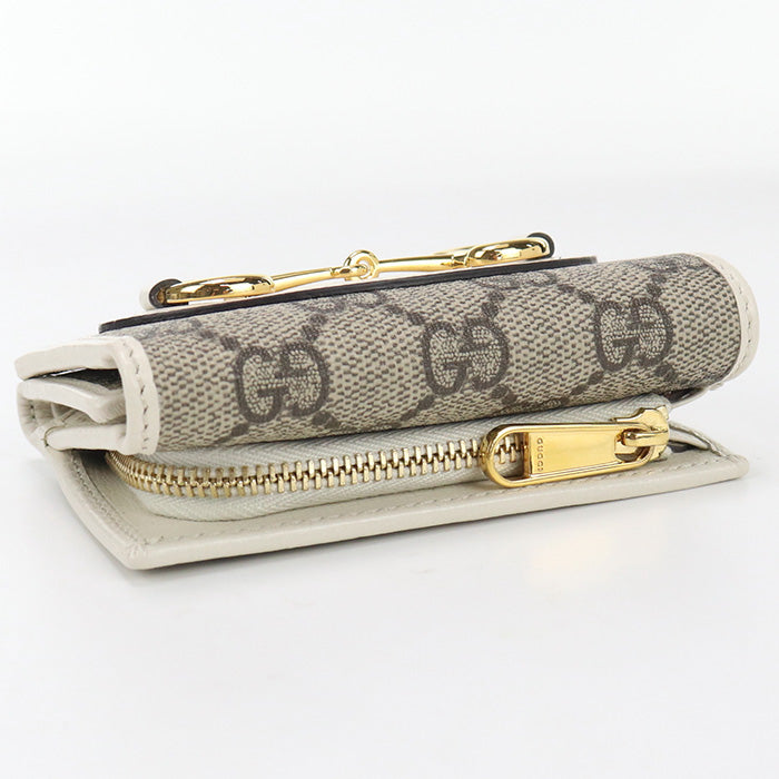 GUCCI 644462 Tri-fold wallet Gucci Horsebit 1955 GG Supreme/leather beige Women