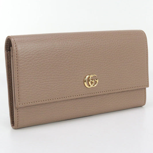 GUCCI 456116 Long Wallet Petit Marmont Double G Flap wallet leather beige Women
