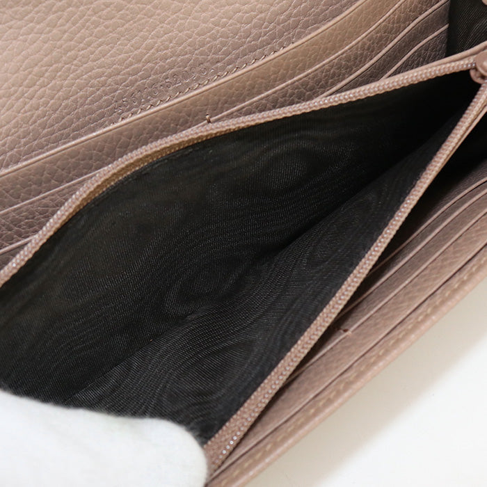 GUCCI 456116 Long Wallet Petit Marmont Double G Flap wallet leather beige Women