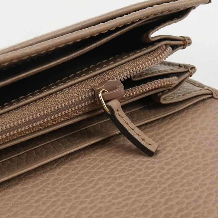 GUCCI 456116 Long Wallet Petit Marmont Double G Flap wallet leather beige Women
