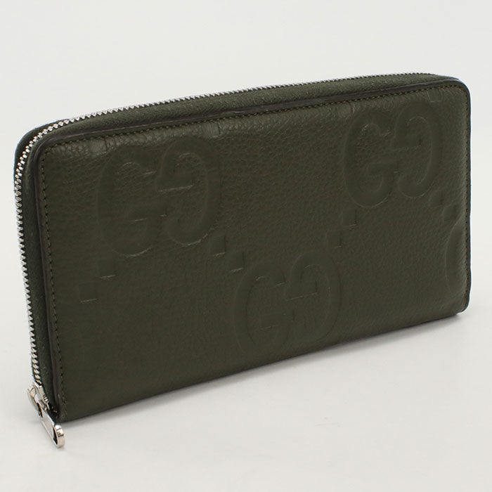 GUCCI 739482 organizer Jumbo GG PurseZip Around leather Khaki mens