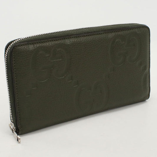 GUCCI 739482 organizer Jumbo GG PurseZip Around leather Khaki mens