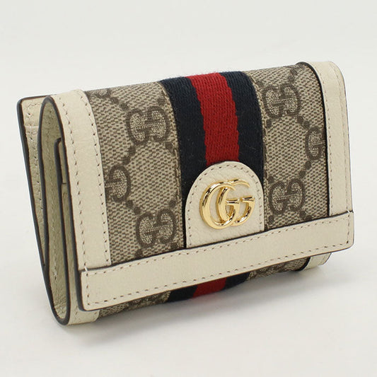 GUCCI 644334 Tri-fold wallet Ofidia GG Supreme/leather Beige Women