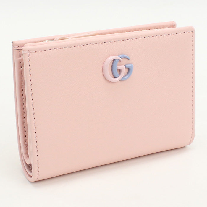 GUCCI 790063 Wallet Double G Folded wallet leather pink Women