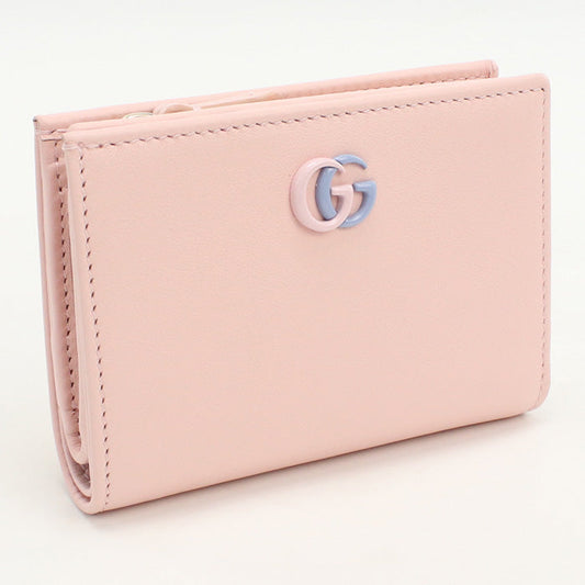 GUCCI 790063 Wallet Double G Folded wallet leather pink Women