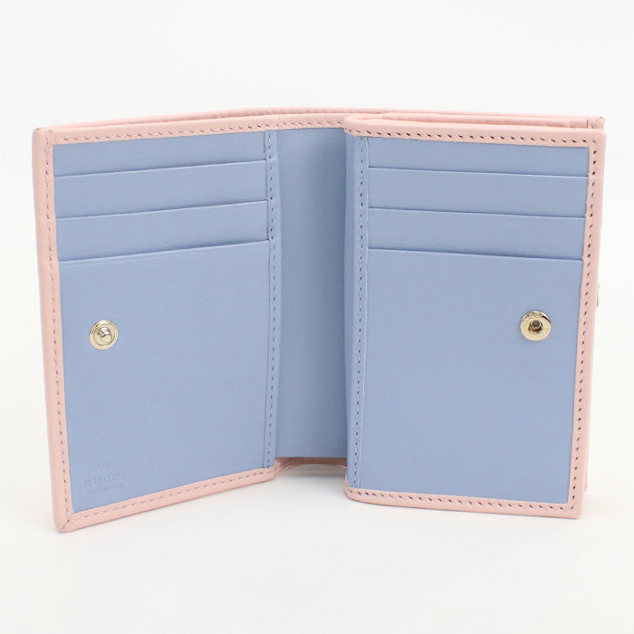 GUCCI 790063 Wallet Double G Folded wallet leather pink Women