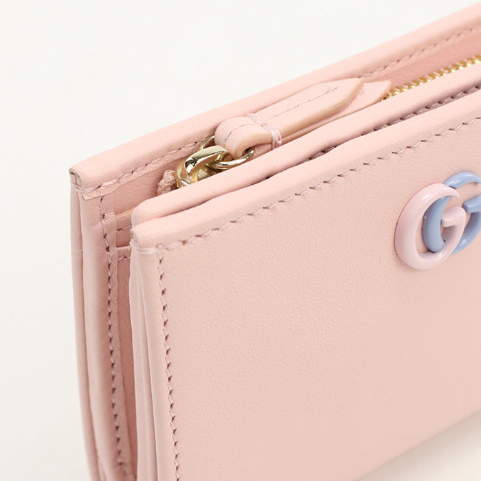 GUCCI 790063 Wallet Double G Folded wallet leather pink Women