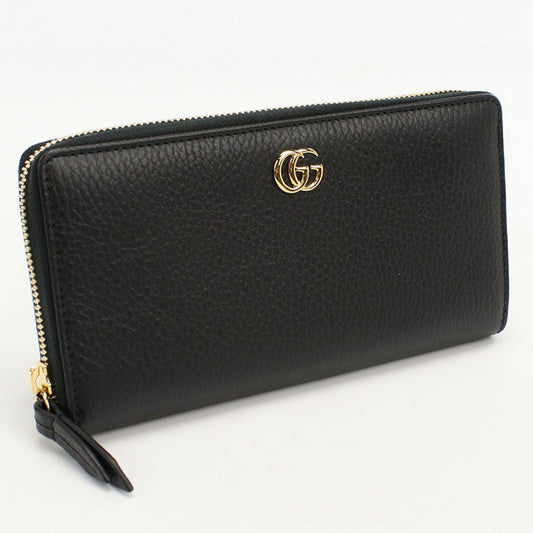 GUCCI 456117 Zip around wallet Double G PurseZip Around leather Black Women