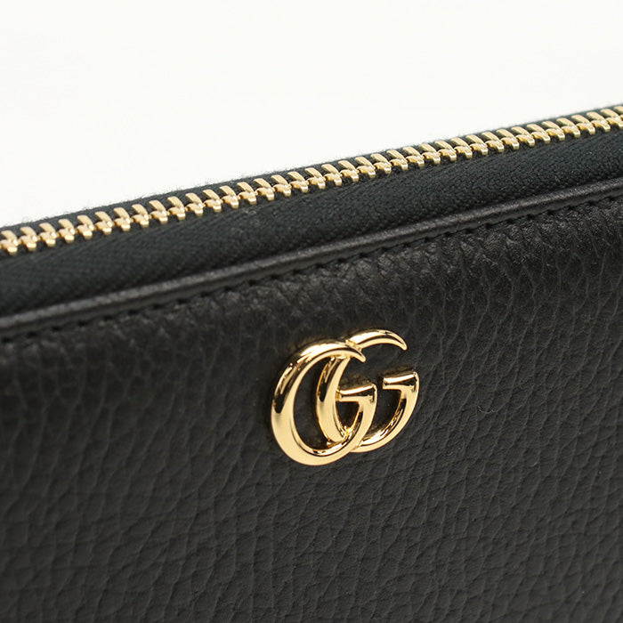 GUCCI 456117 Zip around wallet Double G PurseZip Around leather Black Women