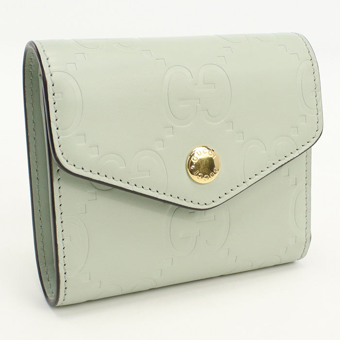 GUCCI 772793 Tri-fold wallet GG logo Three fold wallet leather green Women