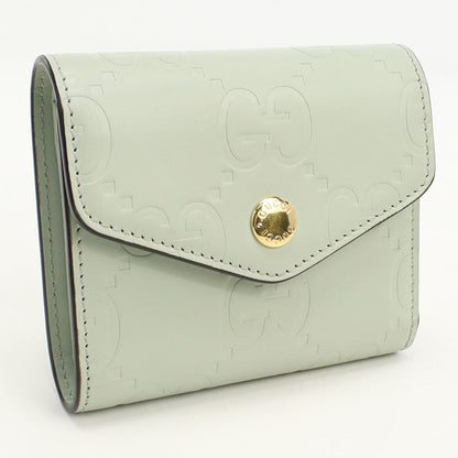 GUCCI 772793 Tri-fold wallet GG logo Three fold wallet leather green Women