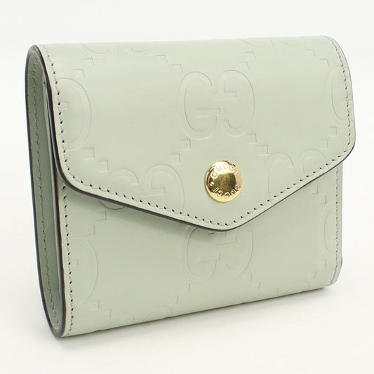 GUCCI 772793 Tri-fold wallet GG logo Three fold wallet leather green Women