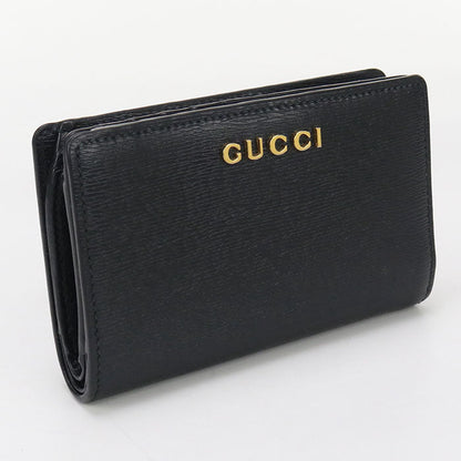 GUCCI 772640 0OP0N 1000 Card Case wallet Gucci Script Folded leather black Women