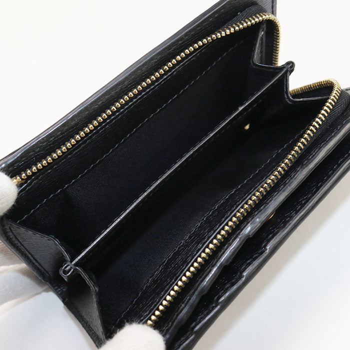 GUCCI 772640 0OP0N 1000 Card Case wallet Gucci Script Folded leather black Women
