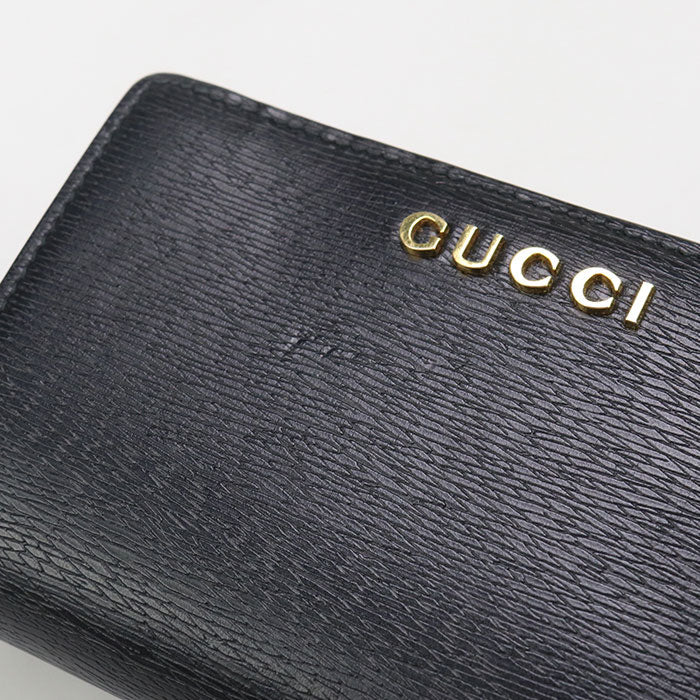 GUCCI 772640 0OP0N 1000 Card Case wallet Gucci Script Folded leather black Women
