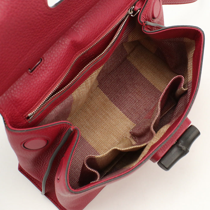 GUCCI 392013 525040 Handbag Bamboo Daily Top handle 2WAY bag leather Red Women