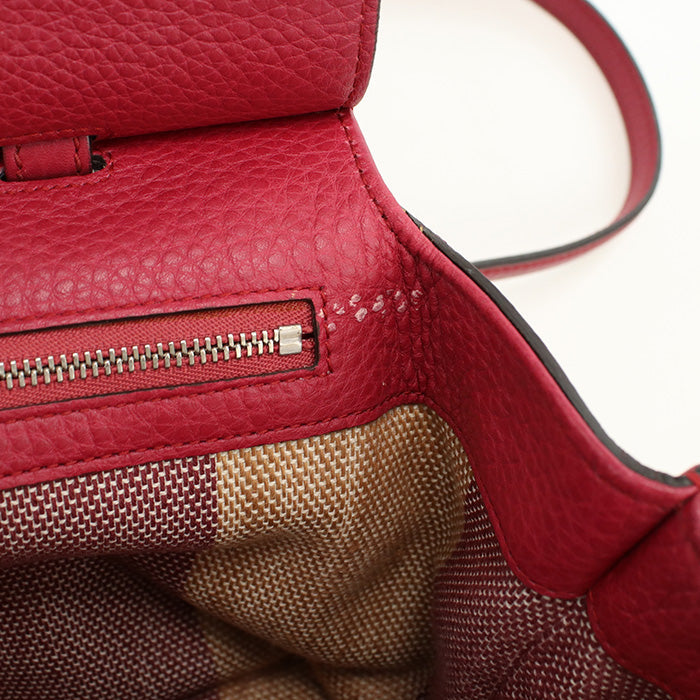 GUCCI 392013 525040 Handbag Bamboo Daily Top handle 2WAY bag leather Red Women