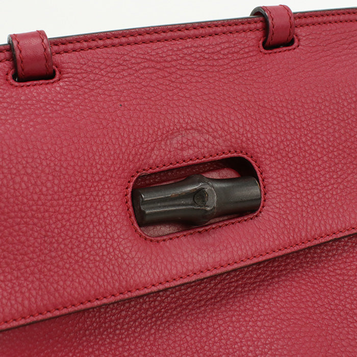 GUCCI 392013 525040 Handbag Bamboo Daily Top handle 2WAY bag leather Red Women
