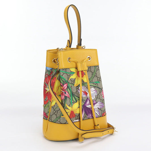 GUCCI GU88830 Small bucket bag GG Floral Shoulder Bag GG Supreme beige Women