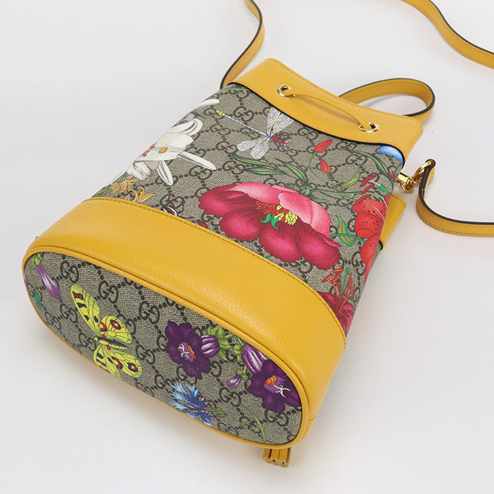 GUCCI GU88830 Small bucket bag GG Floral Shoulder Bag GG Supreme beige Women