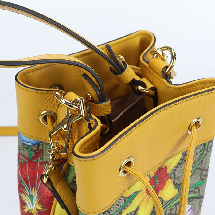 GUCCI GU88830 Small bucket bag GG Floral Shoulder Bag GG Supreme beige Women