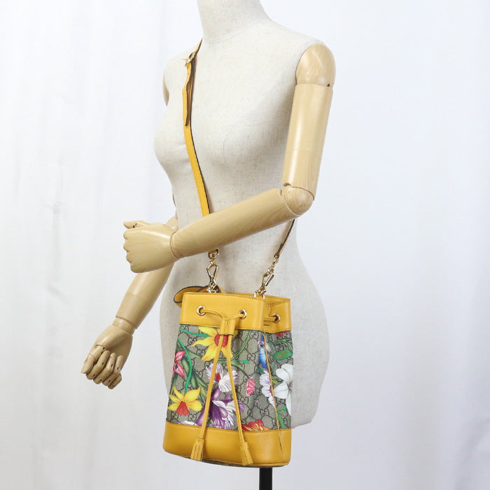 GUCCI GU88830 Small bucket bag GG Floral Shoulder Bag GG Supreme beige Women