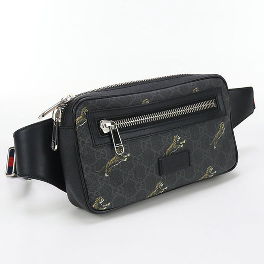 GUCCI 474293 body bag GG Supreme Belt bag/Sling Bag GG Supreme Canvas black mens