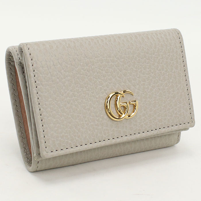 GUCCI GU88844 Tri-fold wallet Double G  leather Gray Women