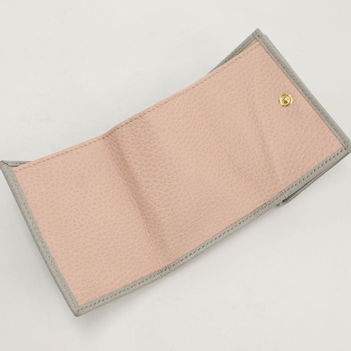 GUCCI GU88844 Tri-fold wallet Double G  leather Gray Women