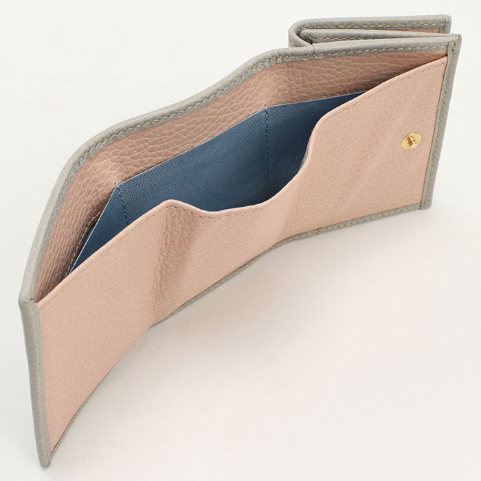 GUCCI GU88844 Tri-fold wallet Double G  leather Gray Women