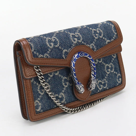 GUCCI 476432 Duonisos Mini 2-Way Bag Shoulder Bag leather, GG denim blue Women