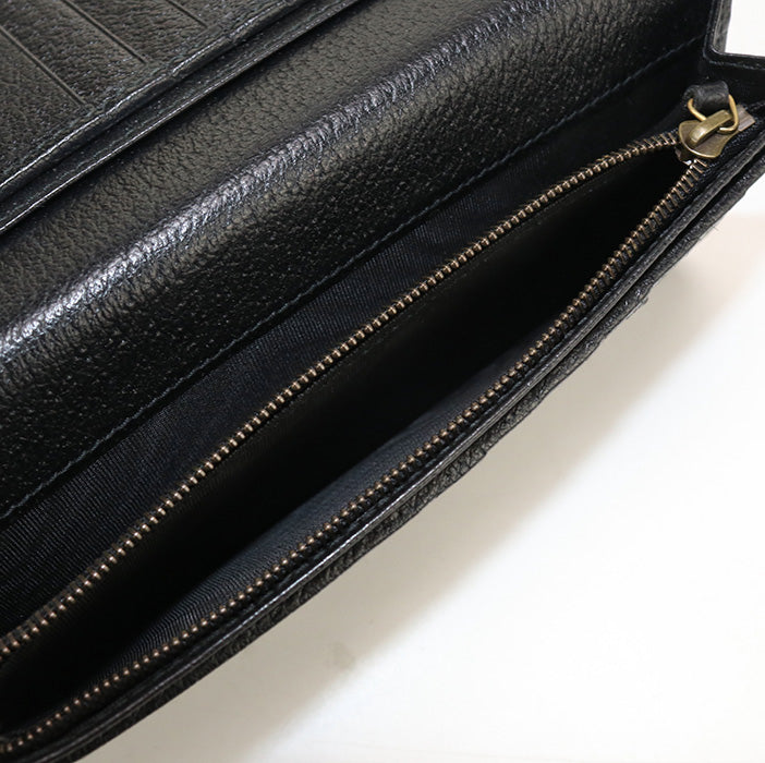 GUCCI 428740 Long wallet GG Marmont Double G Folding long wallet leather black mens