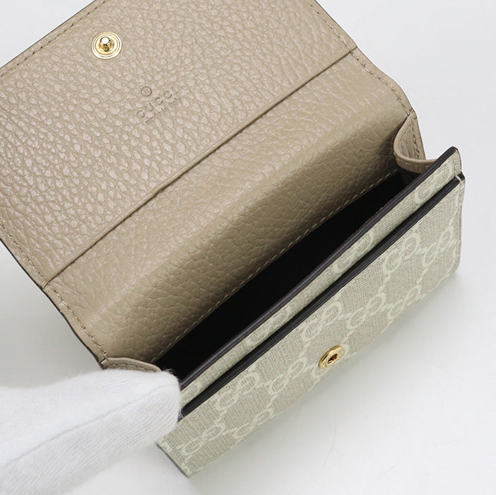 GUCCI 739525 AACFE 9543 Card Case GG Marmont Double G Bicolor Card Case/Business card holder GG Supreme Canvas, leather beige unisex