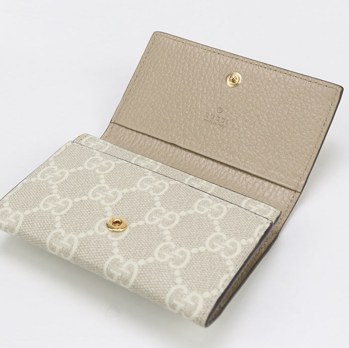 GUCCI 739525 AACFE 9543 Card Case GG Marmont Double G Bicolor Card Case/Business card holder GG Supreme Canvas, leather beige unisex